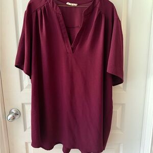 Entro | Burgundy V-Neck Top - Size XXL